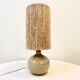 Signed ball lamp in vintage beige stoneware 1970 raffia rope lampshade 70s bohemian chic
