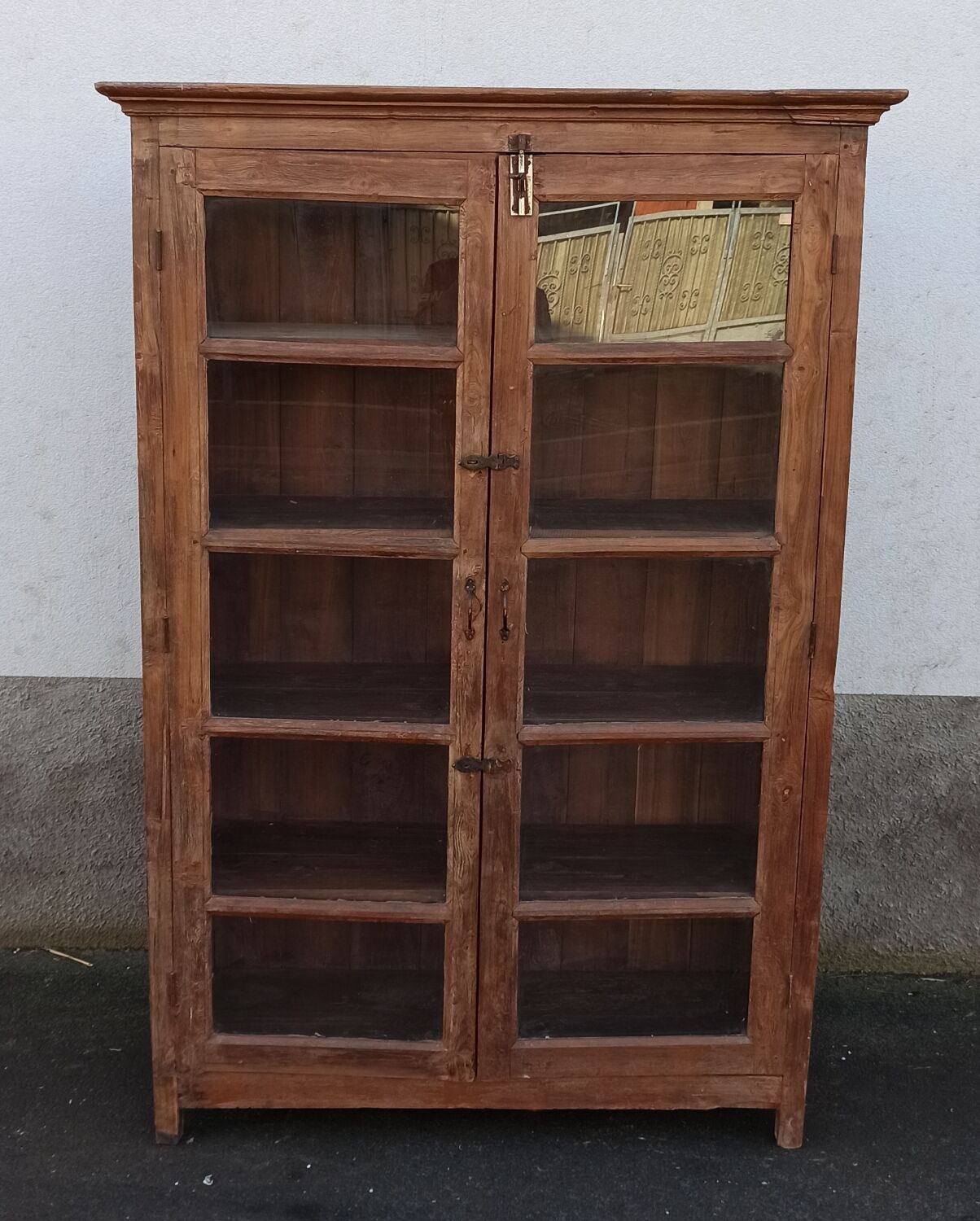 Old wooden glass cabinet