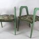 Lot de 2 tabourets verts à fleurs vintage