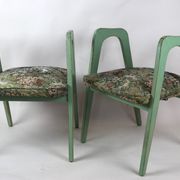 Lot de 2 tabourets verts à fleurs vintage