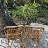 Pair of rattan chairs 60s