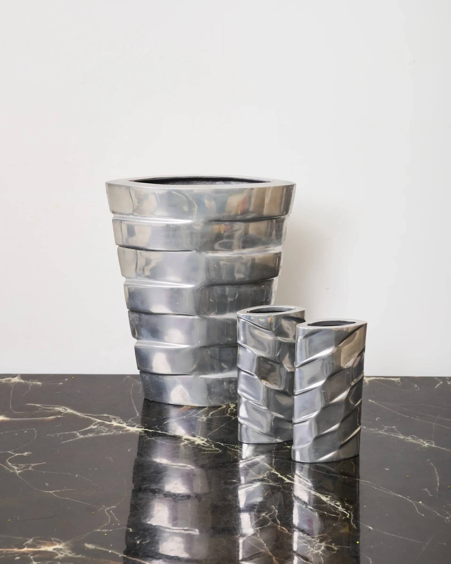 Vase "Strates" XL en fonte aluminium, 1970s
