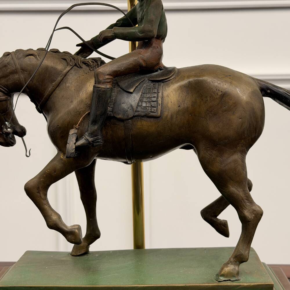 Classic English Bronze Horseman Table Lamp