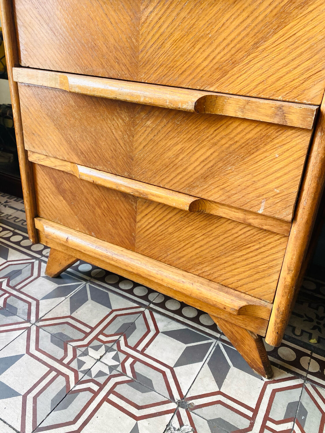 Small wooden chest of drawers from the 1950s.