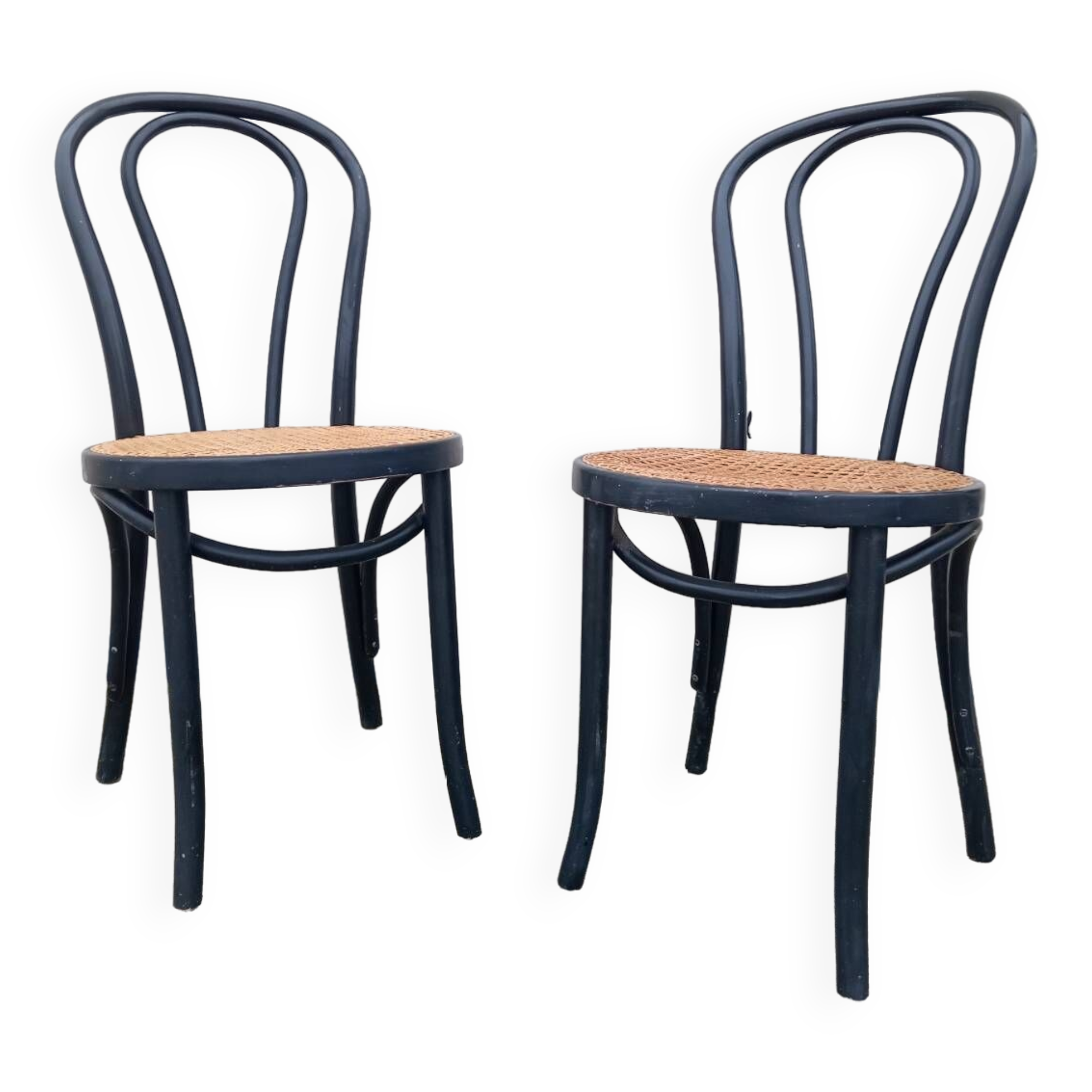 Pair of fmg bentwood and cane bistro chairs