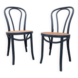 Pair of fmg bentwood and cane bistro chairs