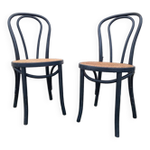 Pair of fmg bentwood and cane bistro chairs