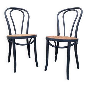 Pair of fmg bentwood and cane bistro chairs