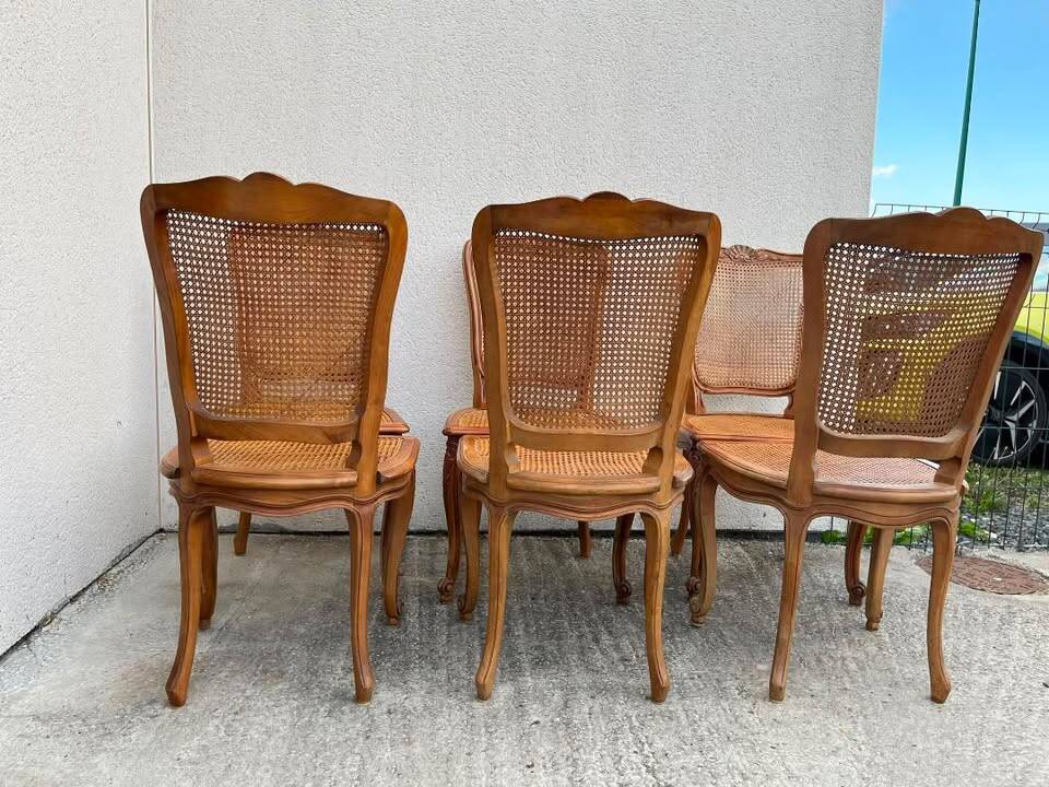 Set of 6 Cane Chairs in Louis XV style
