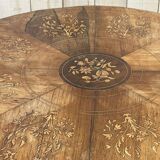 Pedestal table XIXth in walnut and marquetry