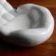 Large empty hand-shaped pocket / Vintage 70s white ceramic
