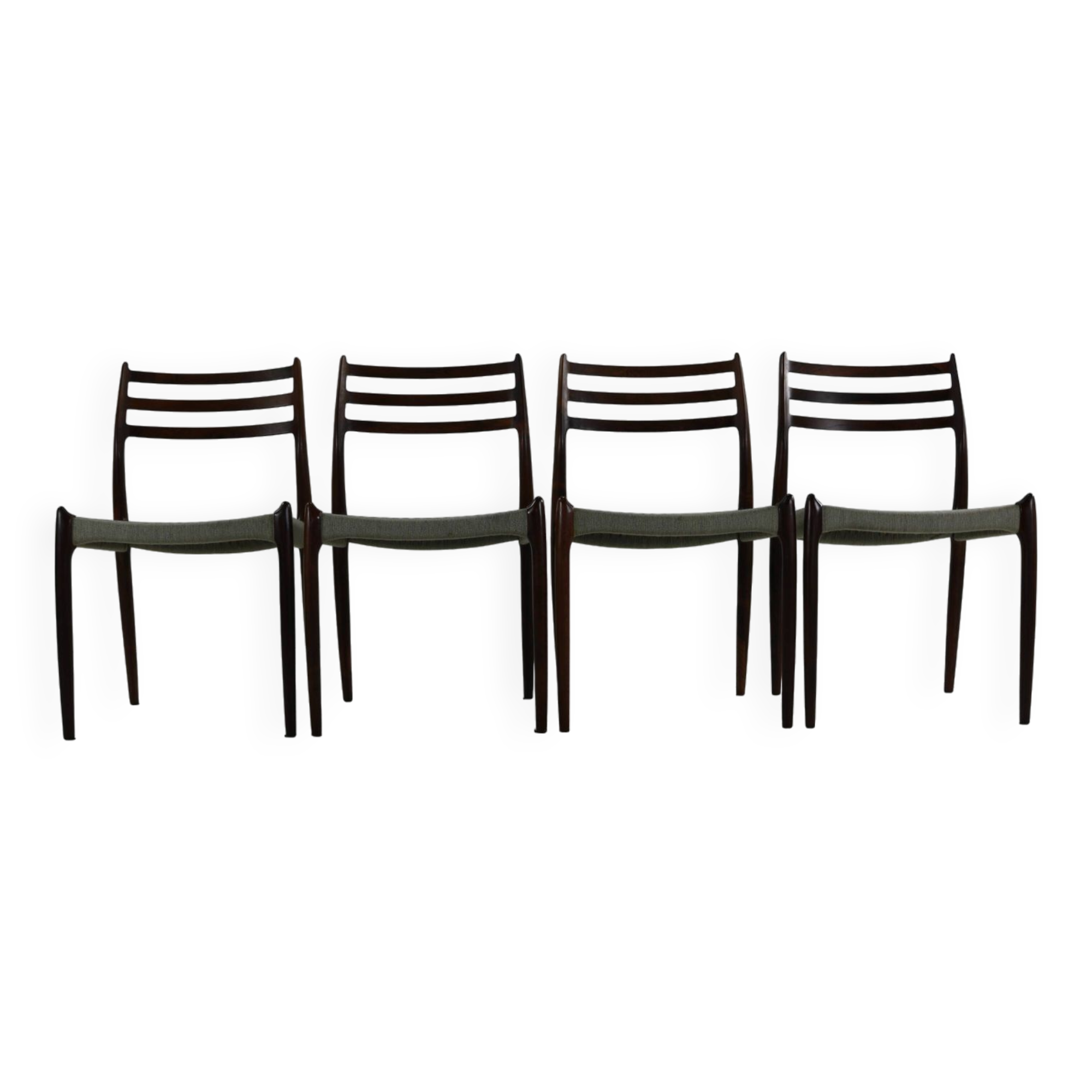 Danish design rosewood dining chairs by Niels Otto Møller for Møller Denmark