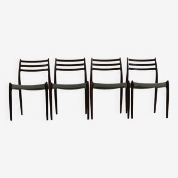 Chaises de salle à manger design danois en palissandre par Niels Otto Møller pour Møller Danemark