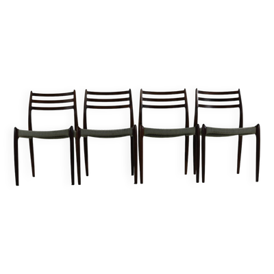 Chaises de salle à manger design danois en palissandre par Niels Otto Møller pour Møller Danemark