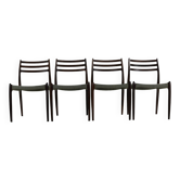 Chaises de salle à manger design danois en palissandre par Niels Otto Møller pour Møller Danemark