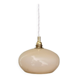 Vintage lampshade pendant light in pale yellow opaline