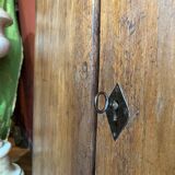 Antique Rustic Tuscan Window in Chestnut with Original Wrought Iron Hardware, 1800s