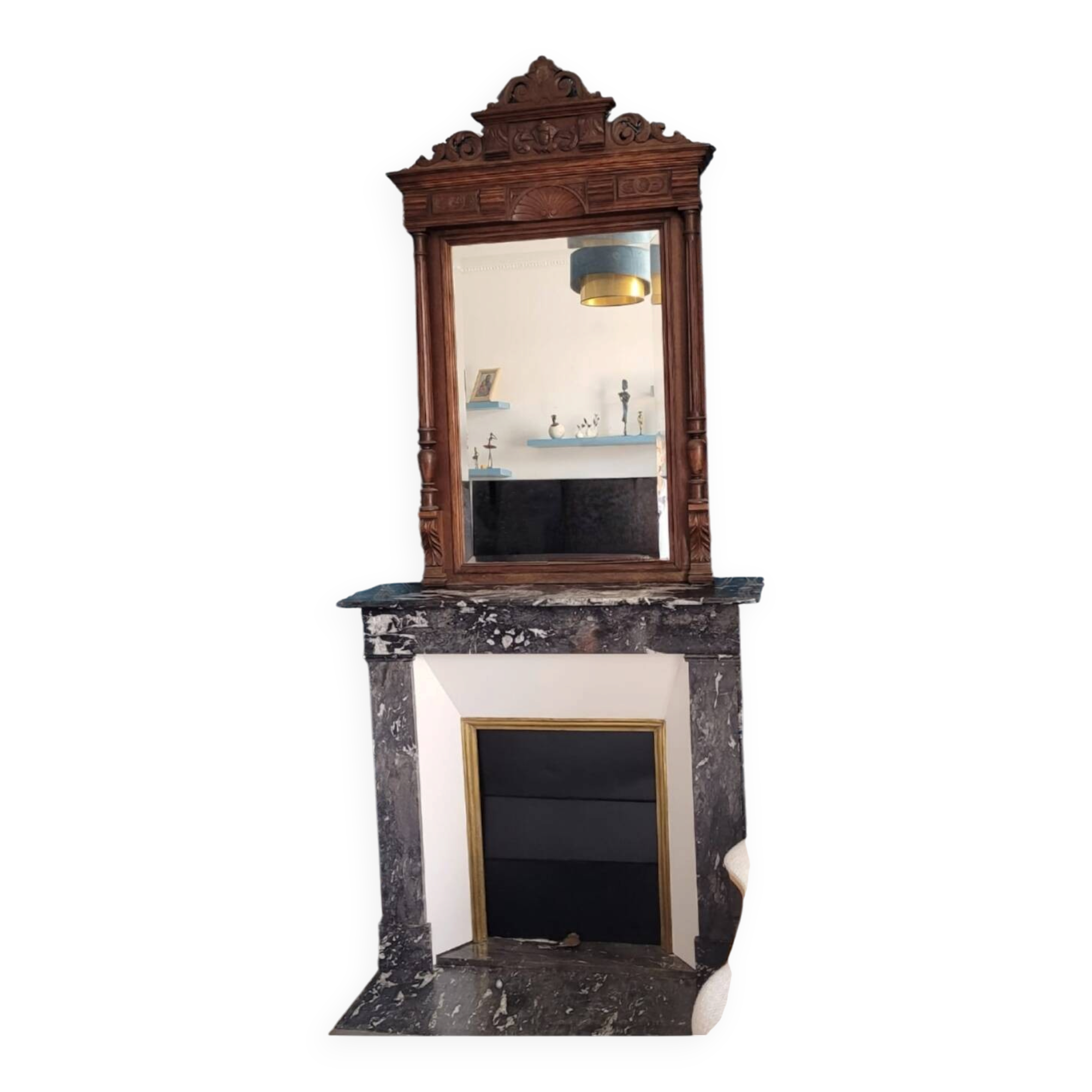 Large bevelled trumeau mirror
