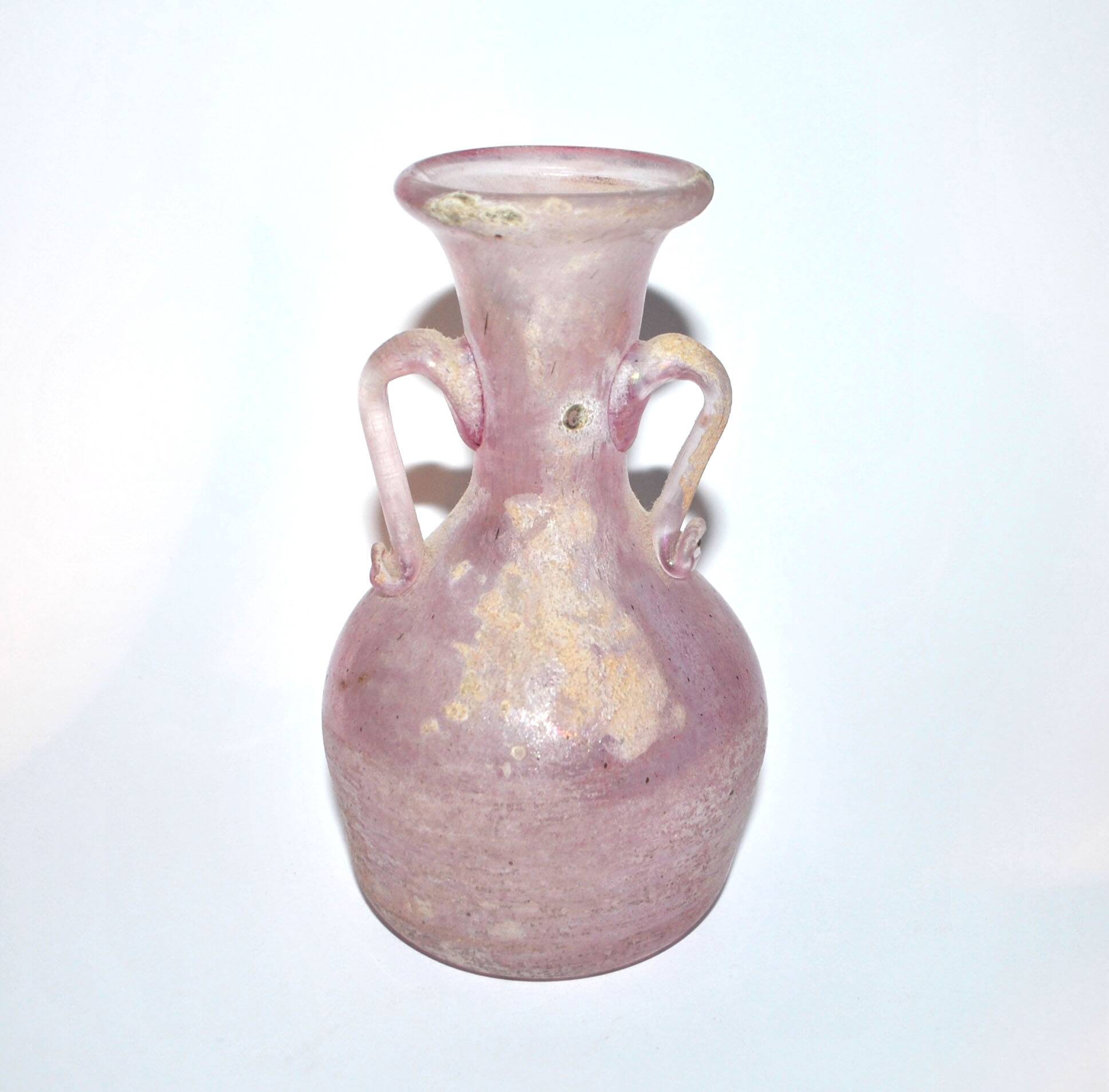 Murano Iridescent Pink Blown Glass Amphora Vase - Ancient Roman?