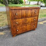 Vintage dresser 1950 Art Deco walnut magnifying glass