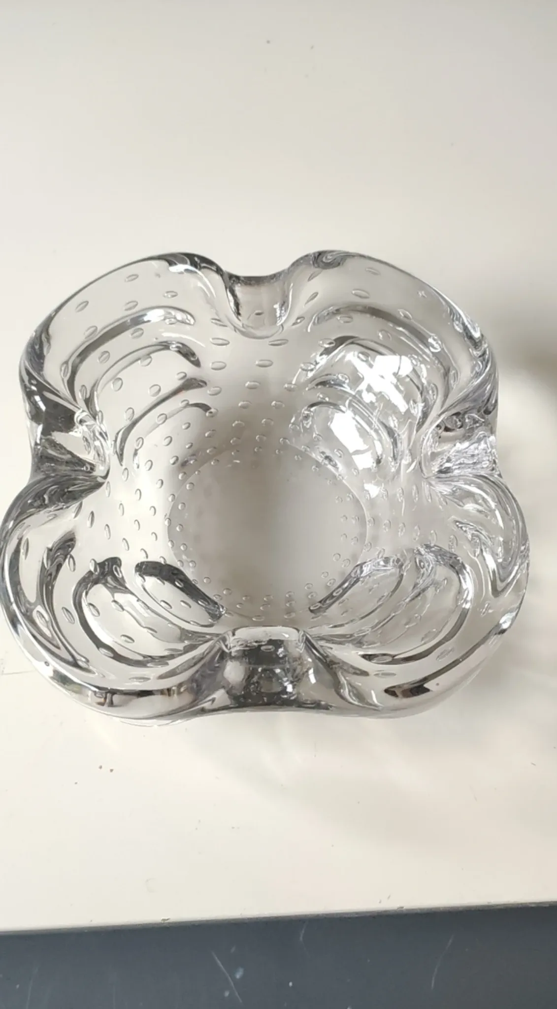 Transparent Murano Bullicante Ashtray/Small Bowl. Diameter 21 cm.