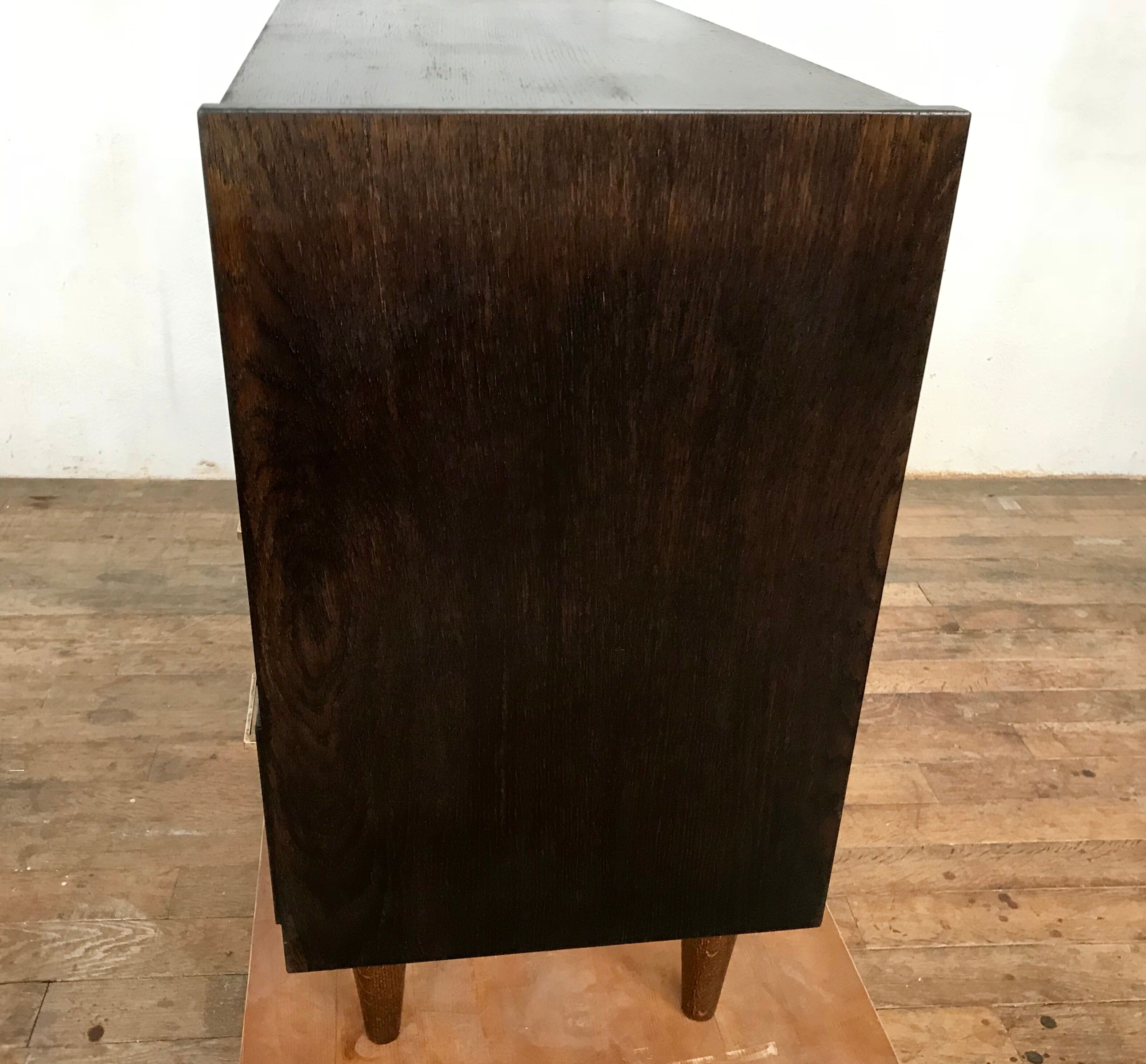 Vintage oak chest of drawers, black stained wenge 1950