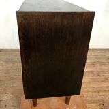 Vintage oak chest of drawers, black stained wenge 1950