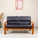 Vintage Two-Seater Teak and Leather Sofa by Olsen & Laursen, 1980s