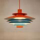 Unique blue and orange pendant lamp by Form Light model 52610, Denmark 70s.