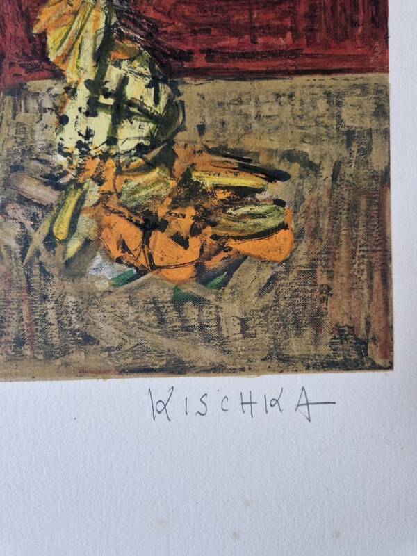 Isis Kischka (1908-1973) - Lithographie en couleurs - Bouquet de fleurs
