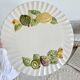 Vintage fruit pattern slip cake presentation dish