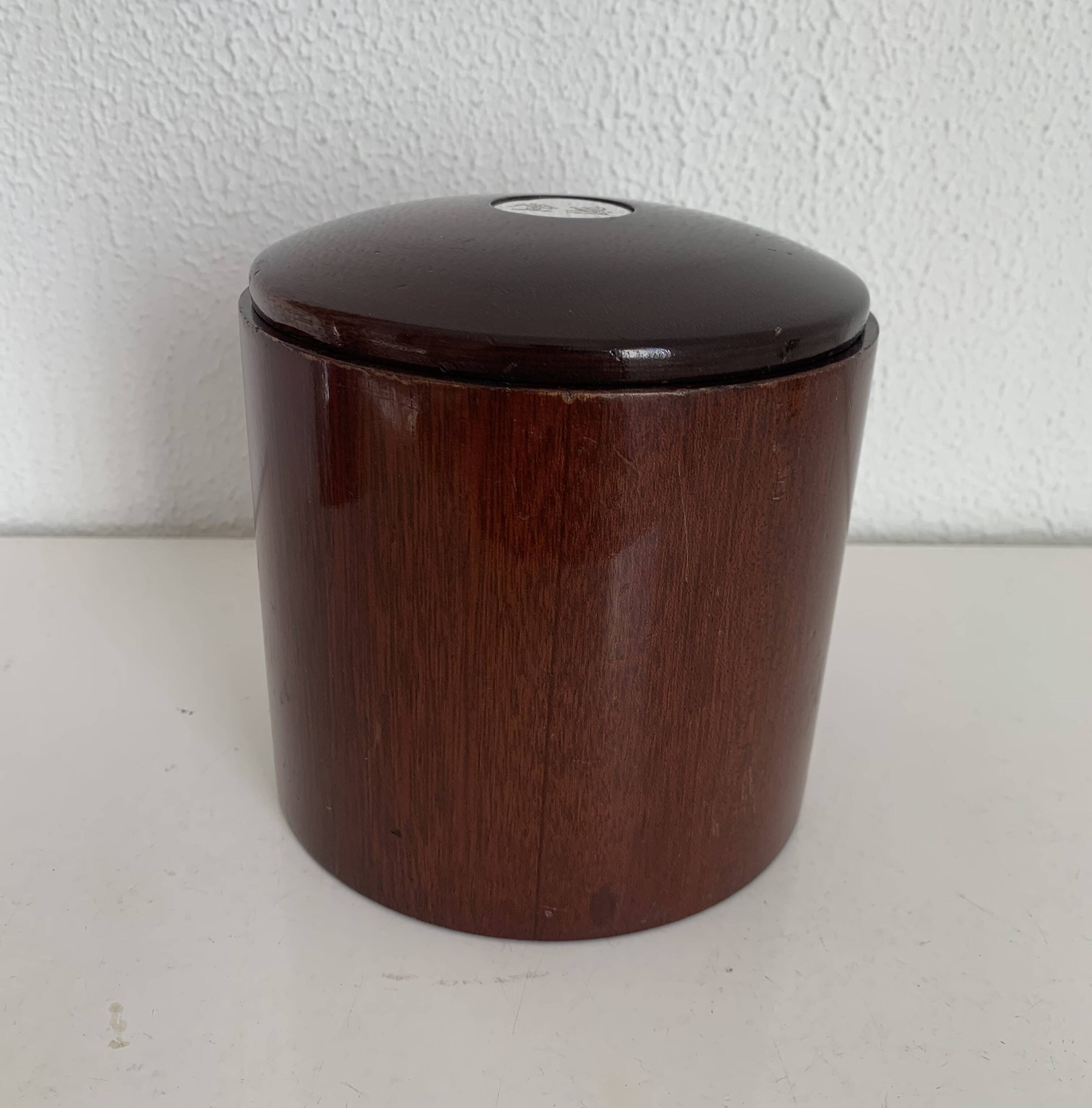 Vintage tobacco pot 1960 wooden snuff box with Stewart crest - 15 x 14 cm