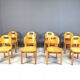 Vintage pine wood dining chairs - 1980s - set of 8