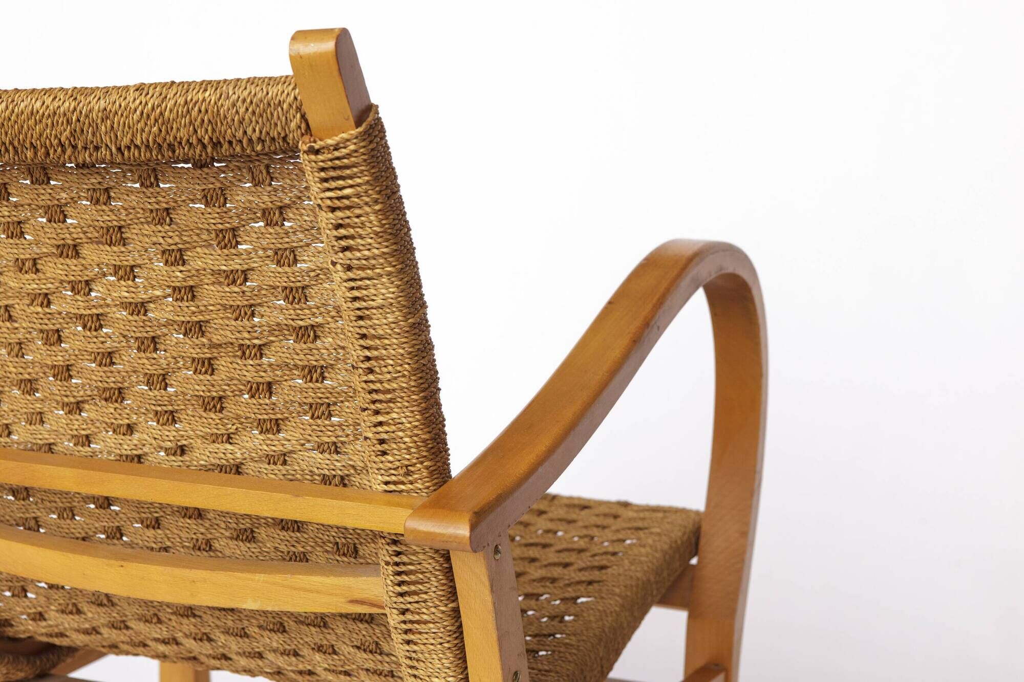 Erich Dieckmann Bauhaus Armchair – 1950s Beechwood & Paper Cord, Germany