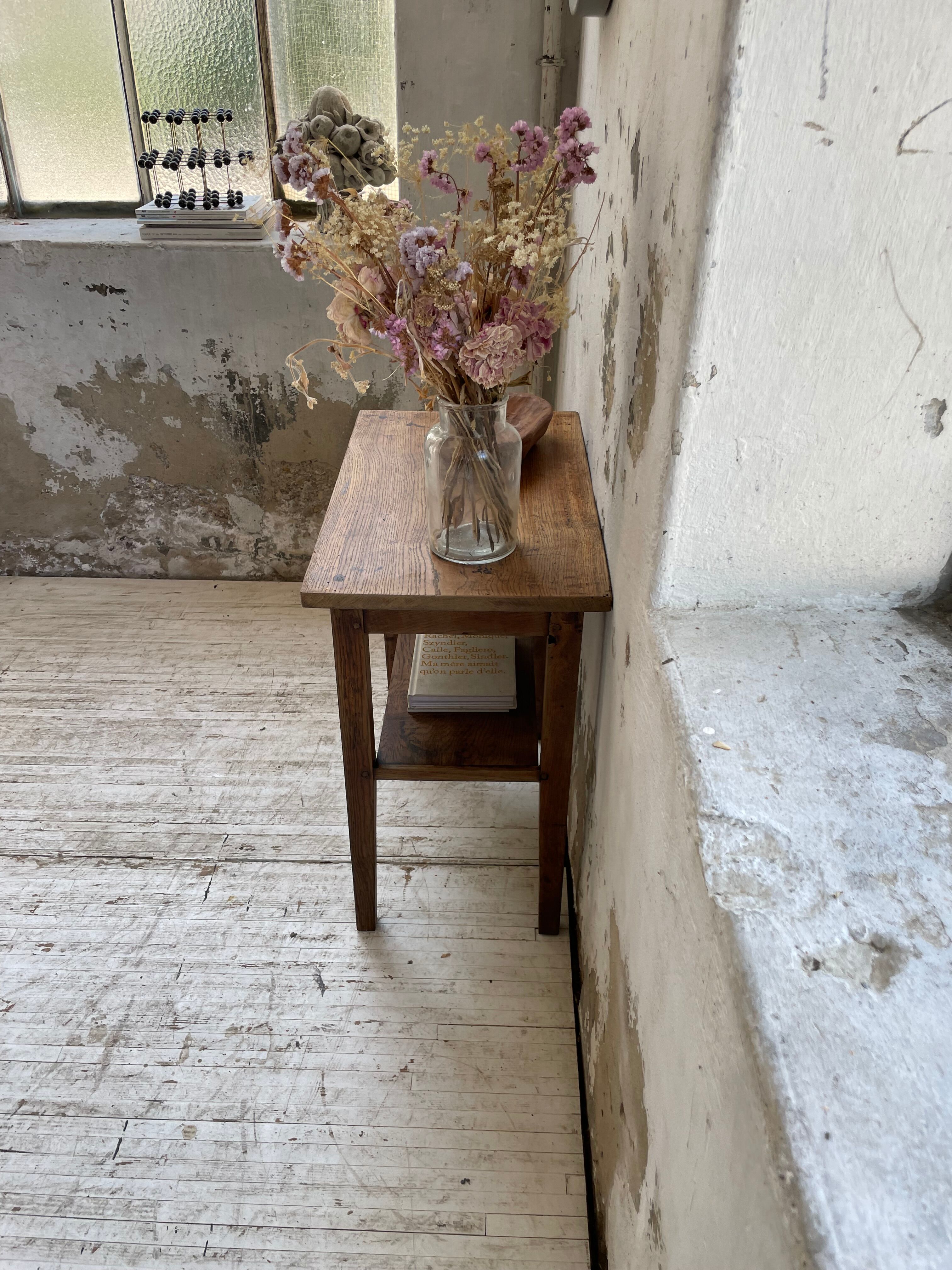 Oak console side table