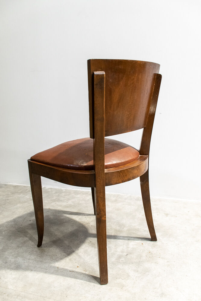 Set de six chaises cuir art déco France 1930