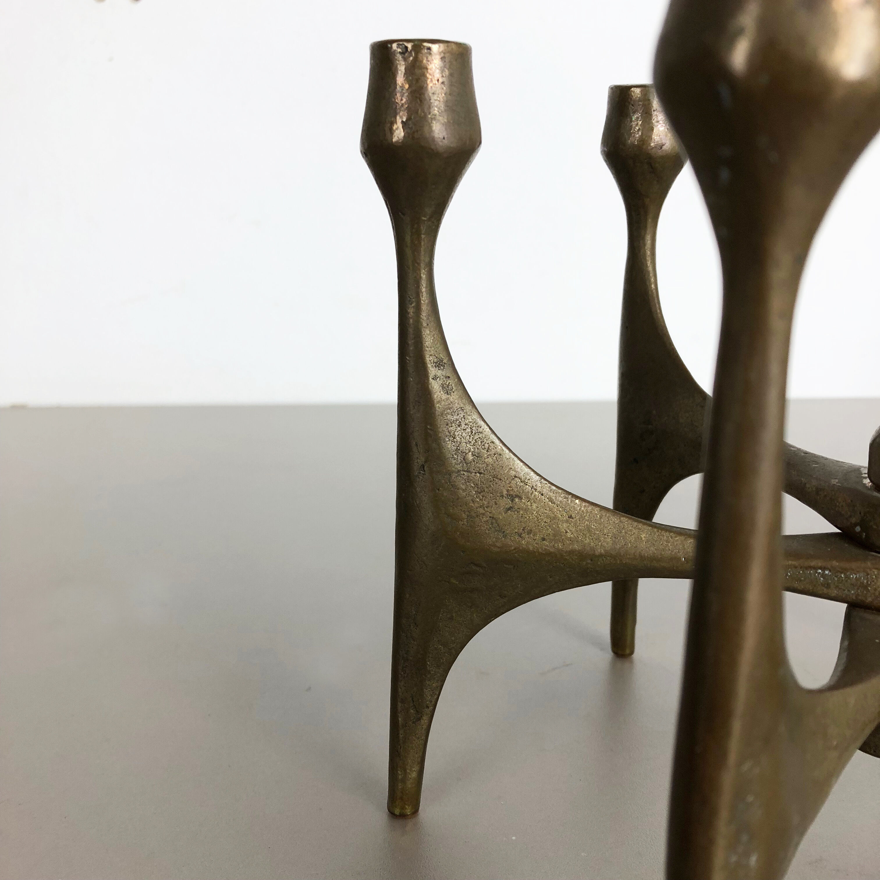 Brutalist bronze candleholder by Michael Harjes, Germany, 1960
