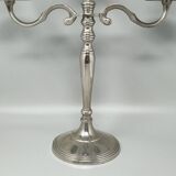 1950s Stunning Candelabra for Three Candles in Stainless Steel. Handmade. Made in Italy