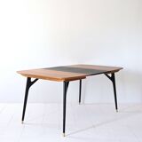 Table extensible vintage en bois foncé et noire