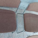 Set of 6 vintage low chairs in chrome metal