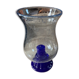 Bougeoir bleu Biot verre bullé