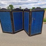 19th century black painted wooden folding screen