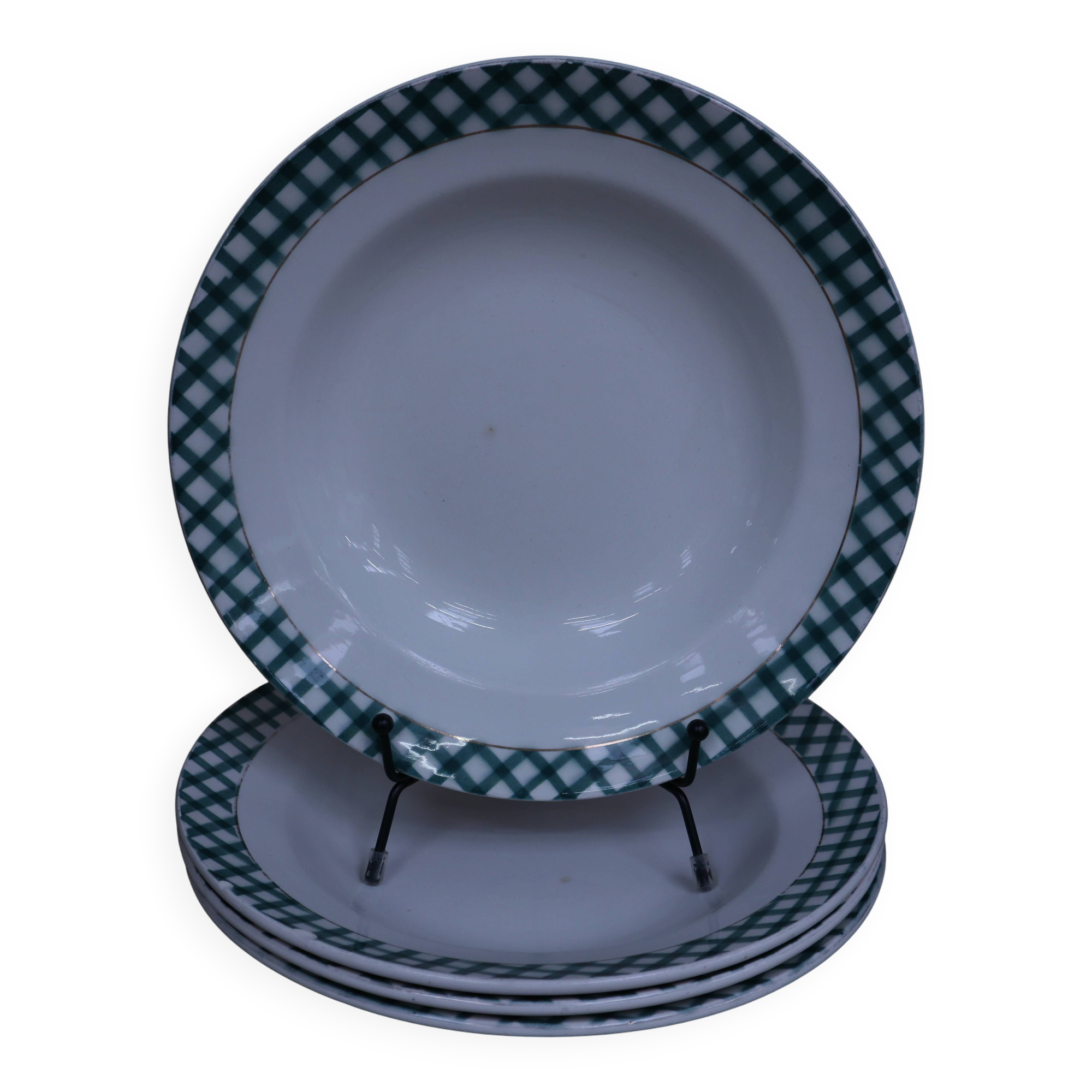 4 assiettes creuses Sarreguemines et Digoin Ecossais
