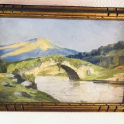 Small oil on panel of a countryside view from the early 20th century.