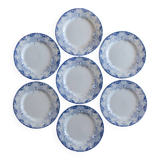 7 flat plates 19th century ironstone KG Luneville "Phoenix"