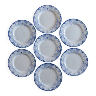 7 flat plates 19th century ironstone KG Luneville "Phoenix"