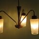 Scandinavian 3-arm chandelier, teak, brass and 1960 glass