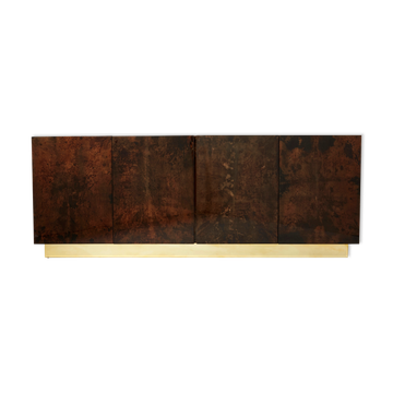 Aldo Tura sideboard in brown parchment and brass 1960