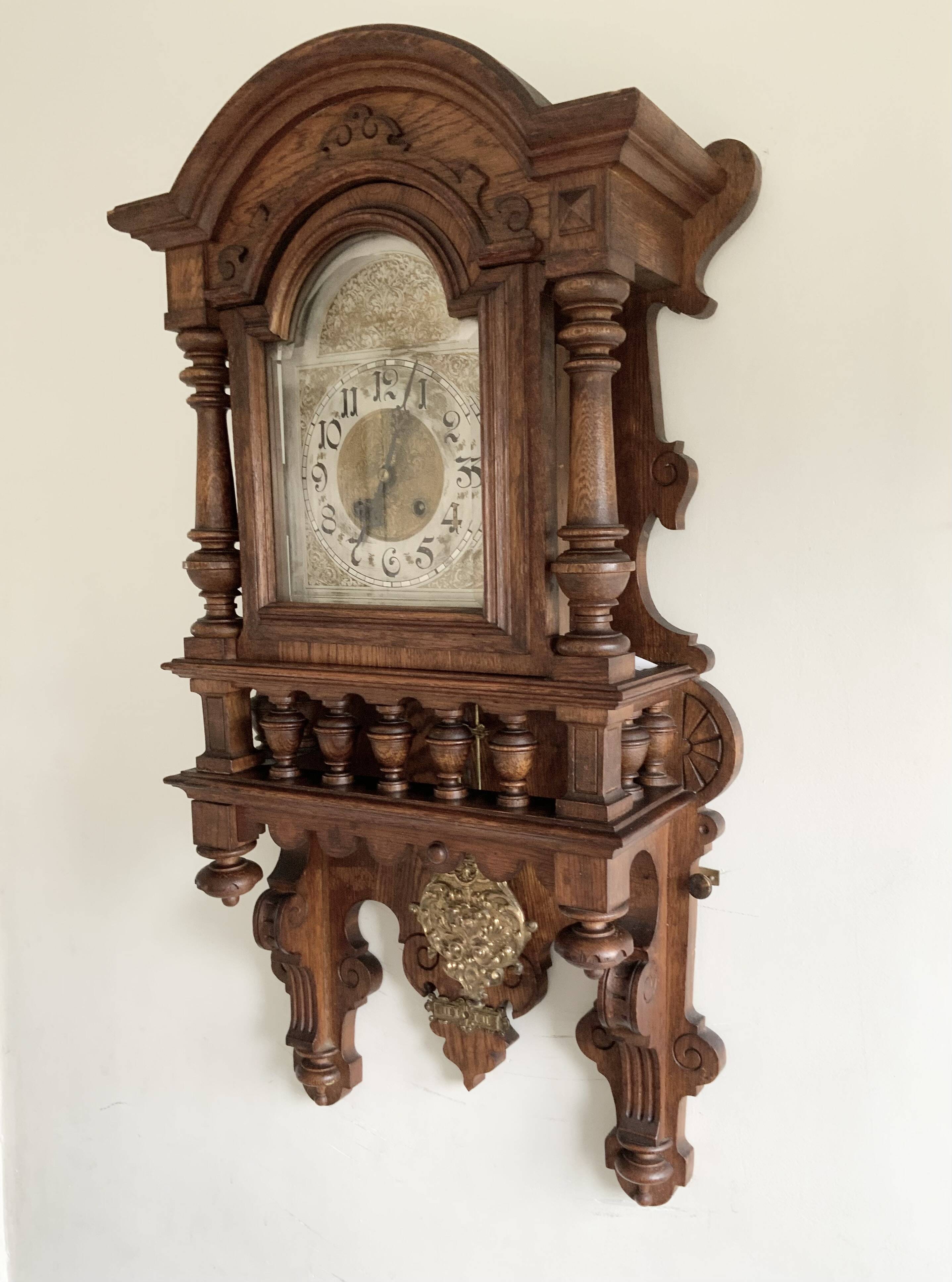 Antique Gustav Becker Freiburg Regulator Oak Case Clock, Germany, 1900s