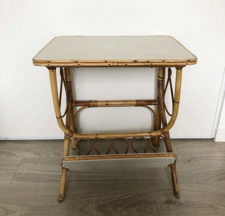 Vintage rattan bedside table